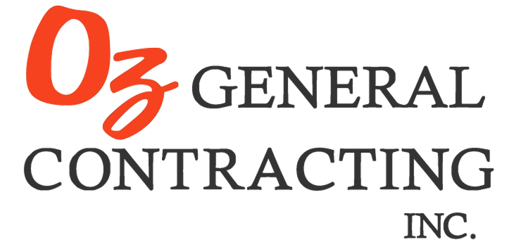 Oz General Contracting logo featuring bold orange "Oz" and black text for "GENERAL CONTRACTING INC."