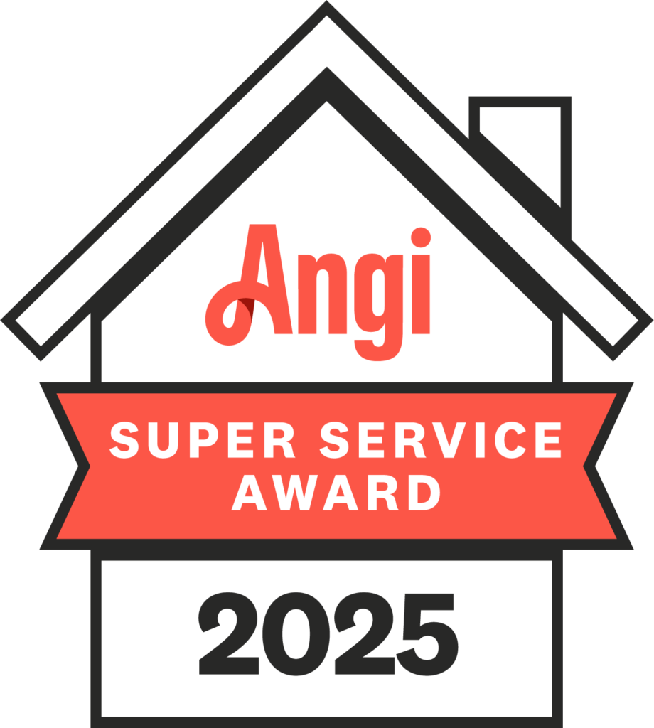 Angi Super Service Award 2025 badge for OZ General Contracting Co Inc., representing excellence in service quality and customer satisfaction.