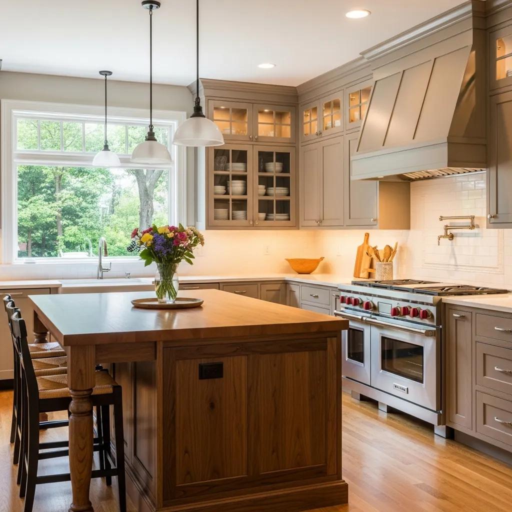 Custom kitchen cabinets in a Long Island home showcasing modern and traditional styles