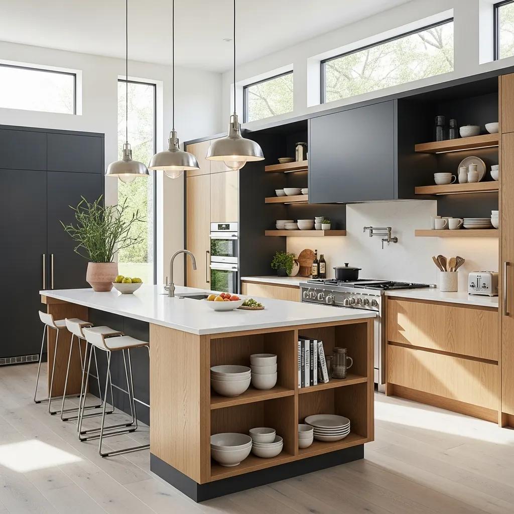 Custom kitchen cabinets in a modern kitchen setting, showcasing craftsmanship and design