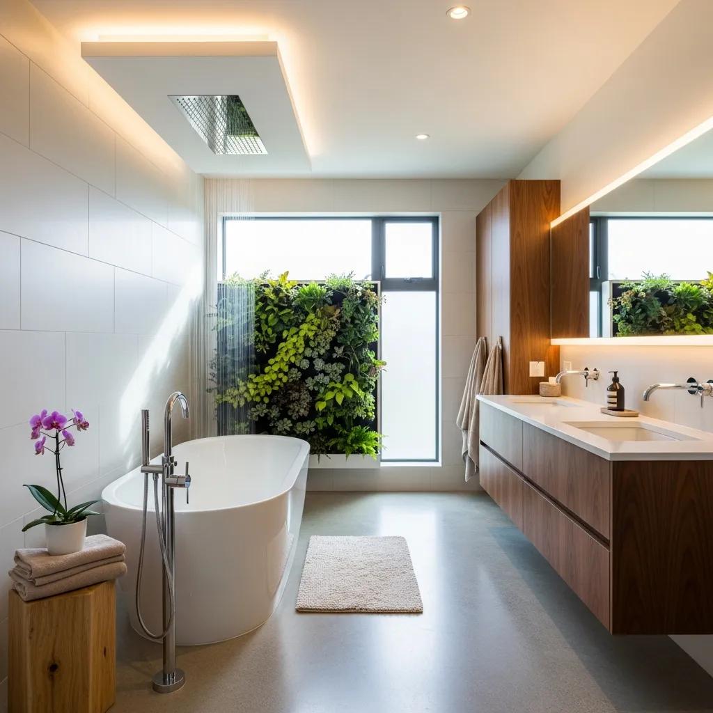 Luxurious bathroom with modern fixtures and eco-friendly materials