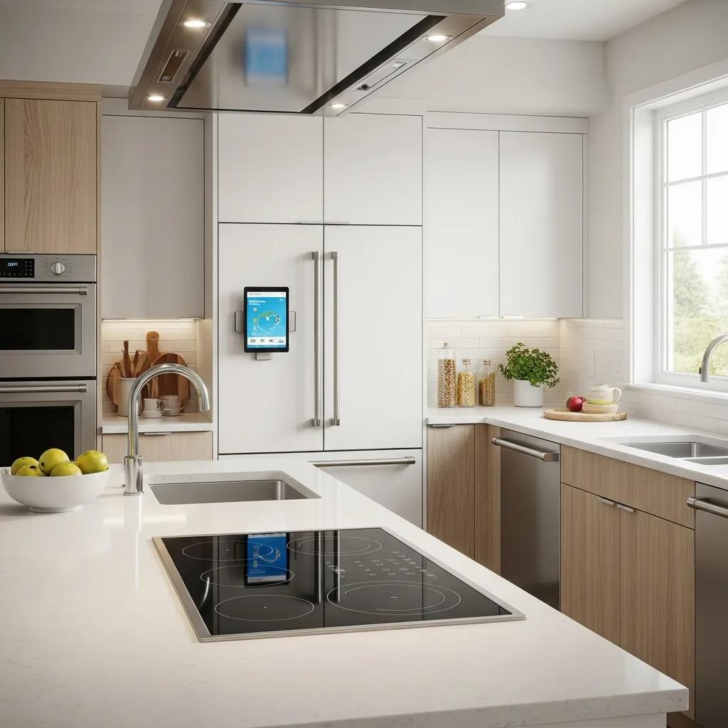 Modern kitchen with energy-efficient appliances and smart technology