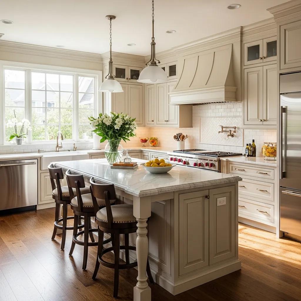 Custom kitchen with elegant cabinetry showcasing superior craftsmanship and design