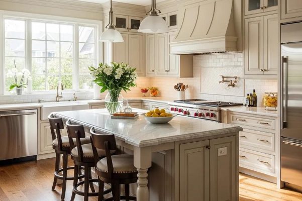 Custom kitchen with elegant cabinetry showcasing superior craftsmanship and design
