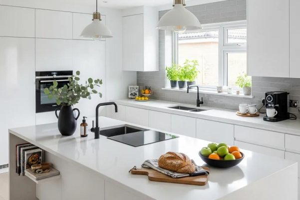 Modern kitchen renovation showcasing sleek cabinets and stylish countertops